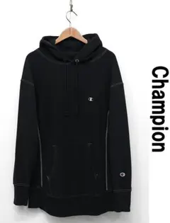 F497 Champion リバースウィーブ パーカー 黒染め 裏起毛 L