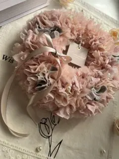 （111） 布リース　ピンク　グレー　桜　ひな祭り　春