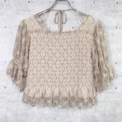 one after another NICE CLAUP シアー袖レースブラウスのサムネイル