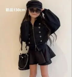 quu emma しまむら ナポレオン風 長袖ブルゾン 130cm 黒 신품