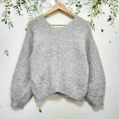 【studio CLIP】グレー Vネック ニットセーター 長袖