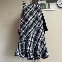 タグ無し新品 チェック柄フレアスカート 巻きスカート M