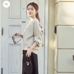 メゾンエシェル　MEエンブロイダリーニットプルオーバー　ベージュ　袖直し有