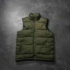 OLDNAVYオールドネイビーダウンベスト緑オリーブグリーン短丈古着アメカジS