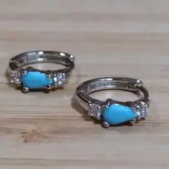 【匿名配送✨新品】フープピアス　シルバー　ターコイズ　ハワイアンジュエリー