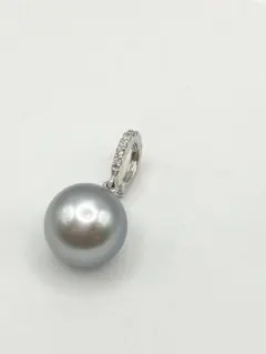 K18WG グレーパール ダイヤ0.03ct ペンダントトップ チャーム - メルカリ