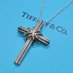 81 美品 ティファニー ネックレス シグネチャークロス ゴールド シルバー