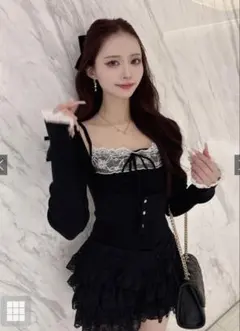 レースカーディガン×キャミソールアンサンブル[ru1470]