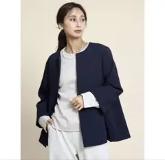 新品タグ付き☆FENNEL ヤマダヤ　ミドル丈コート　ノーカラー　ジャケット　紺