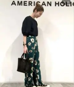 AMERICAN HOLIC アメリカンホリック 花柄パンツ グリーン