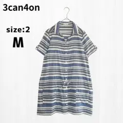 サンカンシオン 3can4on ブラウス チュニック丈 シャツ 半袖 Mサイズのサムネイル