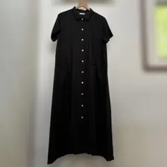 フォグリネンワーク　麻　ワンピース　ブラック