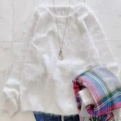 極美品　IENA ふわふわ アンゴラファー ショートプルオーバー