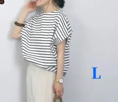 セール中 レディース半袖Tシャツ　ゼブラ柄 L スリーププルオーバー 夏