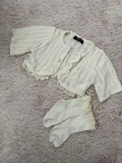 COMME CA ISM アイボリー カーディガン 90/靴下 13-15cm