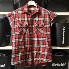 monkey time レッドチェックネルシャツ パフスリーブS