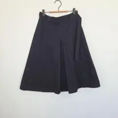 GU フレアスカート ブラック L コットン ベルト付き 膝丈