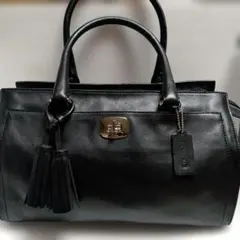 COACH コーチ トートバッグ ターンロック オールレザー 肩掛け ブラック