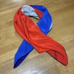 バイカラー スクエアスカーフ 赤 青 ストライプのサムネイル