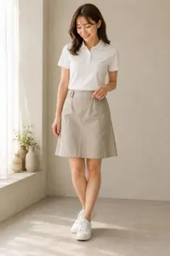 【新品タグ付き】MALE&Co. Aラインスカート L ミリタリー　ベージュのサムネイル