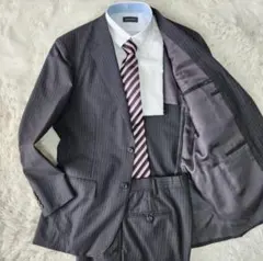【美品/XL相当】ラルフローレン スーツ セットアップ ブラック系 ストライプ