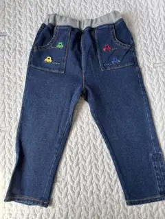 ミキハウス　車　刺繍　デニムレギンスパンツ