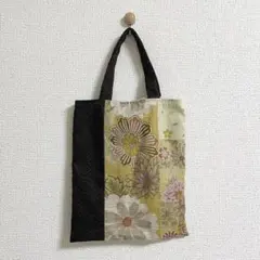 ハンドメイド　小さな手提げバッグ★和（黄）　茶