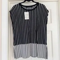 イェッカヴェッカ　ストライプ 半袖ニットトップス　プルオーバー