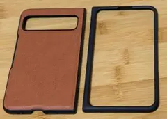 新品未使用★Google Pixel Fold用ブラウン合成皮革ハードケース