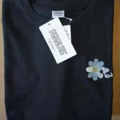 PEANUTS スヌーピー刺繍 Tシャツ ブラック新品