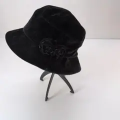 黒　花のモチーフ　ハット　57.5cm