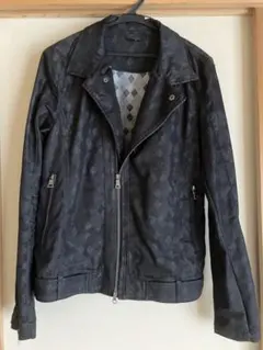 semantic design ライダースジャケット　黒いデニム風ジャケット