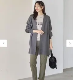 【新品】エニィファム フード付きグレーロングカーディガン