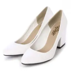 リバティドール　パンプス　白　チャンキーヒール　24cm L ポインテッドトゥ