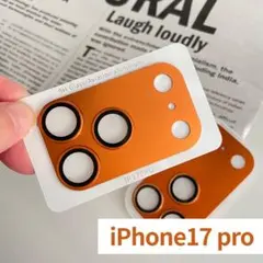 iPhone17Pro用 メタル アルミ オレンジ カメラレンズ カバー