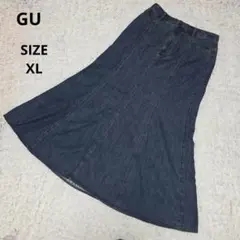 GU　ライトデニムフレアマキシスカート　ロング　　ウエストゴム XL