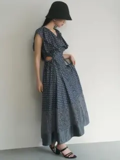 snidel プリントラッフルカラーワンピース