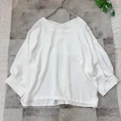 メルローズ＊タックスリーブ　とろみブラウス　ホワイト