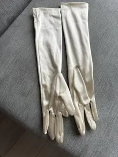 アイボリー サテン ロングウェディンググローブ