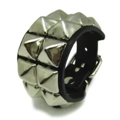 2連ピラミッド鋲 レザーリストバンド ブレスレット パンク ロック 3511N