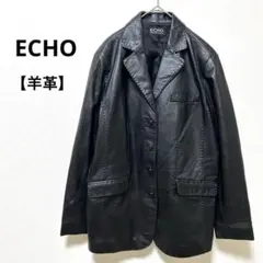 【羊革】ECHO 黒　レザー　テーラードジャケット アウター　大きめ　軽　L