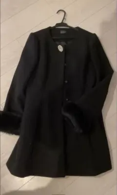 evelyn エブリン ノーカラーコート ファー ビジュー