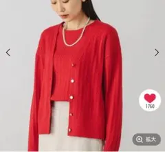 GLOBAL WORK ケーブルニットカーディガン M レッド