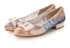 ダイアナ《絵画シリーズ》フラットパンプス （マルチメッシュ）ピンク、ブルー系