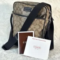 【COACH】コーチ シグネチャー PVC ショルダーバッグ ブラウン 斜め掛けのサムネイル
