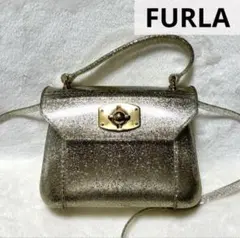 極美品 FURLA キャンディ 希少廃盤 グリッター ショルダーバッグ ゴールド