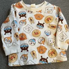 一度着用　アンパンマン　総柄　薄手トレーナー　90cm