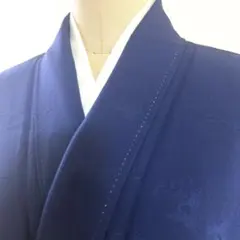 新品　紺瑠璃色　小花地模様　色無地 新品 紺瑠璃色 小花地模様 色無地