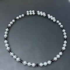 パール×パープルビーズ チョーカーネックレス 上品デザイン