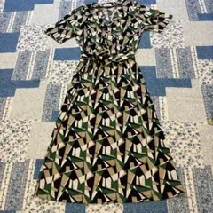 新品 ボンサンス 幾何学模様 カシュクールワンピース 半袖 ショップチャンネルのサムネイル